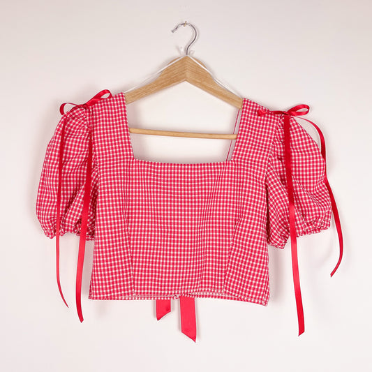 Gingham Crop with Corset fastening - M
